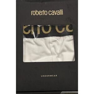 13-62 ROBERTO CAVALLI Men's NWT Boxer Brief Cotton Knitted Panties White 2XL